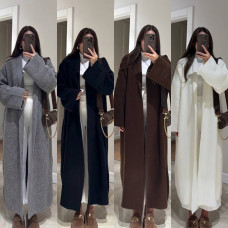 Кардиган-мантія «Angora Rib Luxe» 824-1668 вовняний оверсайз з поясом чорний/шоколад/сірий/молоко