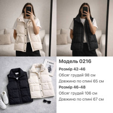 Жіноча жилетка з щільної плащівки (виробництво Туреччина) Модель: 1431-0216 Колір: чорний, молоко