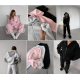 Костюм oversize з трьохнитки на флісі Модель: 6220-1551 Колір: меланж, чорний, барбі
