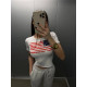 Біла віскозна футболка з принтом USA, щільна турецька віскоза, onesize 42-46, модель 824-1706