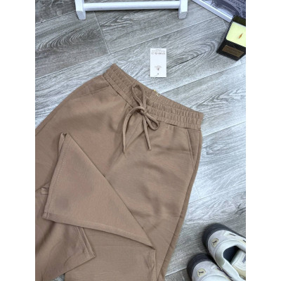 1550-303 ModalLuxe — жіночі штани-джогери з кишенями, пояс на резинці із зав’язками, моко/графіт/чорний