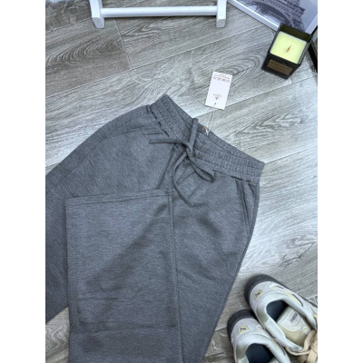 1550-303 ModalLuxe — жіночі штани-джогери з кишенями, пояс на резинці із зав’язками, моко/графіт/чорний