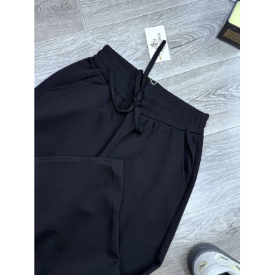 1550-303 ModalLuxe — жіночі штани-джогери з кишенями, пояс на резинці із зав’язками, моко/графіт/чорний