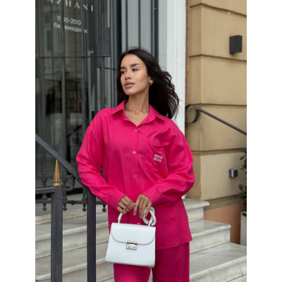 Лляний жіночий костюм ElectricLinen 1550-8072 люкс: вільна сорочка з довгим рукавом і прямі штани — електрик/білий/малина/беж/зелений/смарагдовий/чорний/пудра/пісочний (льон Туреччина) Лляний жіночий костюм ElectricLinen 1550-8072 люкс: вільна сорочка з довгим рукавом і прямі штани — електрик/білий/малина/беж/зелений/смарагдовий/чорний/пудра/пісочний (льон Туреччина)