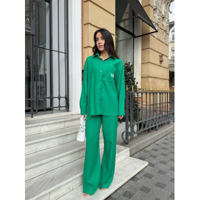 Лляний жіночий костюм ElectricLinen 1550-8072 люкс: вільна сорочка з довгим рукавом і прямі штани — електрик/білий/малина/беж/зелений/смарагдовий/чорний/пудра/пісочний (льон Туреччина) Лляний жіночий костюм ElectricLinen 1550-8072 люкс: вільна сорочка з довгим рукавом і прямі штани — електрик/білий/малина/беж/зелений/смарагдовий/чорний/пудра/пісочний (льон Туреччина)