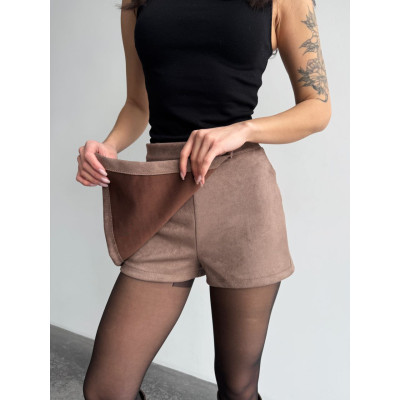 Замшевий скорт VelvetMix 1702-1550 з турецької замші — чорний, моко, бордо, бежевий, шоколад