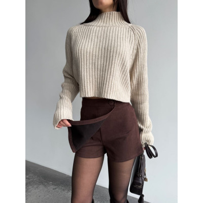 Замшевий скорт VelvetMix 1702-1550 з турецької замші — чорний, моко, бордо, бежевий, шоколад