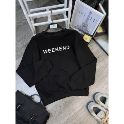Батник Weekend Streetwave чорний з накатом на рукавах і манжеті, двунитка петля — модель 1550-2756