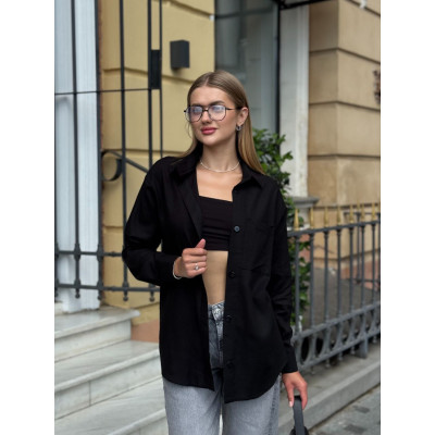 Лляна жіноча сорочка UrbanLinen Duo біла/чорна — модель 1550-2475, стильна та комфортна