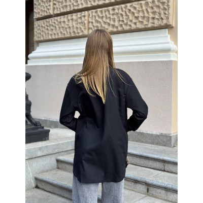 Лляна жіноча сорочка UrbanLinen Duo біла/чорна — модель 1550-2475, стильна та комфортна