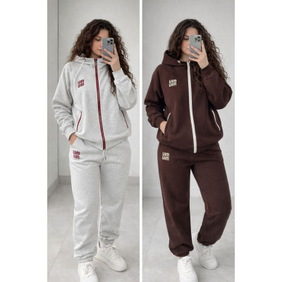 Жіночий спортивний костюм UrbanZip Hoodie&Joggers з контрастною блискавкою (турецька двонитка) — чорний/графіт/шоколад/червоний/меланж, 1550-1645В