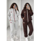 Жіночий спортивний костюм UrbanZip Hoodie&Joggers з контрастною блискавкою (турецька двонитка), кольори: чорний/графіт/шоколад/червоний/меланж — 1550-1645В