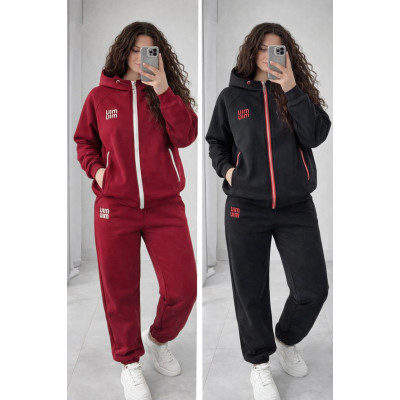 Жіночий спортивний костюм UrbanZip Hoodie&Joggers з контрастною блискавкою (турецька двонитка) — чорний/графіт/шоколад/червоний/меланж, 1550-1645В Жіночий спортивний костюм UrbanZip Hoodie&Joggers з контрастною блискавкою (турецька двонитка) — чорний/графіт/шоколад/червоний/меланж, 1550-1645В