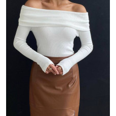 Aurora Off-Shoulder Rib Mustang топ з підворотом, модель 824-1523, кольори чорний/білий