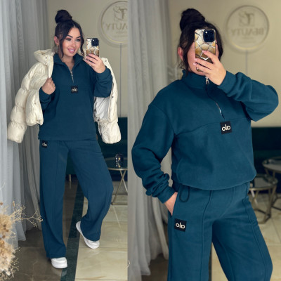 Теплий костюм PolarFleece Duo Turkey 771-1138 графіт/смарагд/чорний/моко/шоколад — флісова кофта на затяжках, регульована посадка