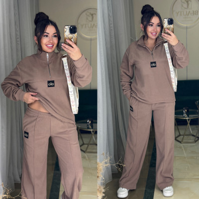 Теплий костюм PolarFleece Duo Turkey 771-1138 графіт/смарагд/чорний/моко/шоколад — флісова кофта на затяжках, регульована посадка