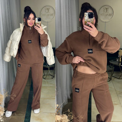 Теплий костюм PolarFleece Duo Turkey 771-1138 графіт/смарагд/чорний/моко/шоколад — флісова кофта на затяжках, регульована посадка