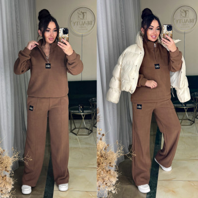 Теплий костюм PolarFleece Duo Turkey 771-1138 графіт/смарагд/чорний/моко/шоколад — флісова кофта на затяжках, регульована посадка