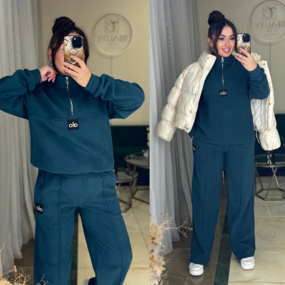 Теплий костюм PolarFleece Duo Turkey 771-1138 графіт/смарагд/чорний/моко/шоколад — флісова кофта на затяжках, регульована посадка