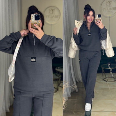 Теплий костюм PolarFleece Duo Turkey 771-1138 графіт/смарагд/чорний/моко/шоколад — флісова кофта на затяжках, регульована посадка