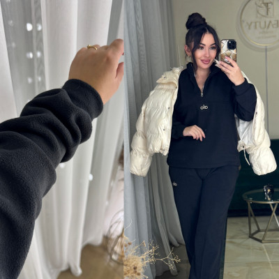 Теплий костюм PolarFleece Duo Turkey 771-1138 графіт/смарагд/чорний/моко/шоколад — флісова кофта на затяжках, регульована посадка