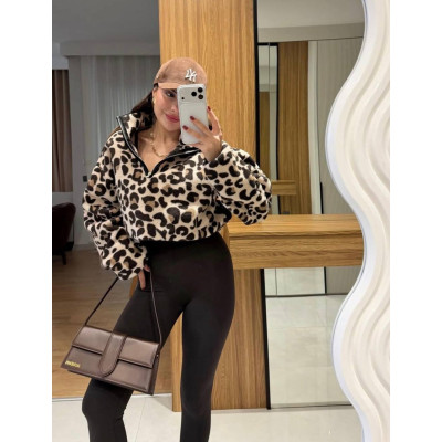 Світшот Leopard WarmFleece 771-1153 — двосторонній полар-фліс із леопардовим принтом (Туреччина), теплий і комфортний
