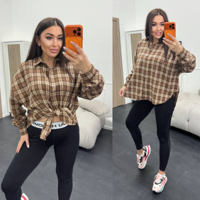 Сорочка-фланель котон Туреччина з камінчиками «KristalFlannel» мод 771-1157 — трендові кольори: чорний, білий, беж, хакі, блакитний