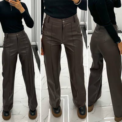771-1162 Matte Flare — матові штани-кльош з еко-шкіри чорні та шоколадні