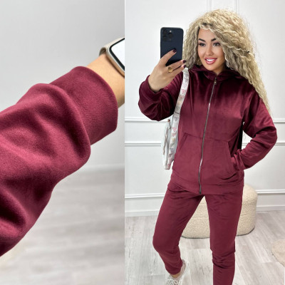 VeloLux Zipper 771-1020 — турецький велюровий плюшевий костюм на змійці: моко, чорний, сірий, бордо, пляшка, світла лаванда