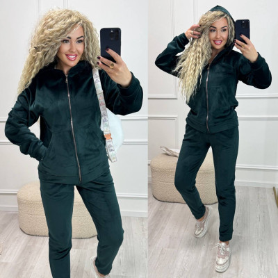 VeloLux Zipper 771-1020 — турецький велюровий плюшевий костюм на змійці: моко, чорний, сірий, бордо, пляшка, світла лаванда