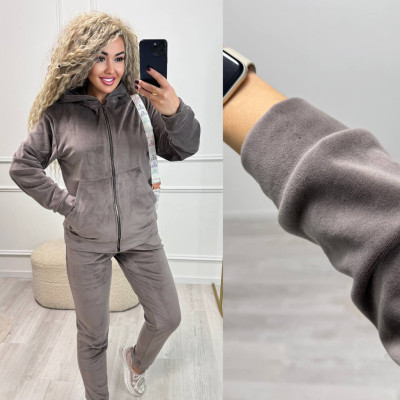 VeloLux Zipper 771-1020 — турецький велюровий плюшевий костюм на змійці: моко, чорний, сірий, бордо, пляшка, світла лаванда