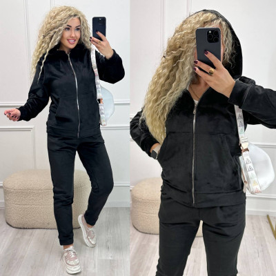 VeloLux Zipper 771-1020 — турецький велюровий плюшевий костюм на змійці: моко, чорний, сірий, бордо, пляшка, світла лаванда