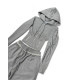 1530-293 GreyMelange ZipHood Oversize — жіночий спортивний костюм сірий меланж, двонитка люкс, худі на блискавці з капюшоном, штани оверсайз зі фіксаторами та кишенями на змійці, принт-накатка