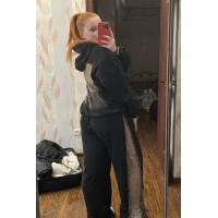 1530-289 BlackFleece SparkMesh — оверсайз штани на флісі з блискучою прозорою сіткою та кишенею