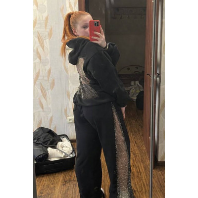 1530-289 BlackFleece SparkMesh — оверсайз штани на флісі з блискучою прозорою сіткою та кишенею