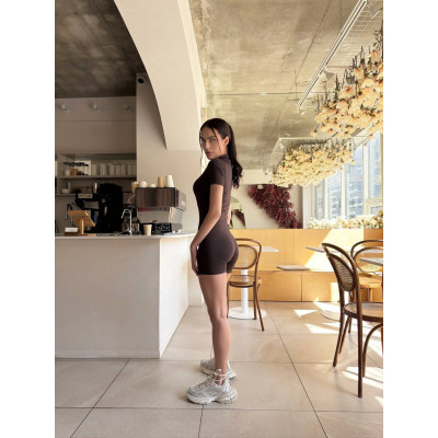 Комбез-утяжка ZipShape Elastic 824-1642 з щільного мікродайвінгу (Туреччина) — чорний/шоколад
