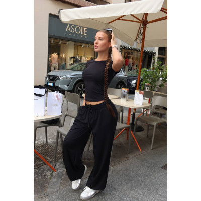 Костюм-двійка Mix&Match Urban 824-1659: оверсайз джогери з турецької двохнитки та футболка з щільного мікродайвінгу (чорний/шоколад/банан)