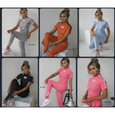 RibChic ColorSet — жіночий комплект штани+футболка 863-3003 з турецького дрібного рубчика, кольори: рожевий, м’ята, сірий, чорний, помаранчевий, блакитний