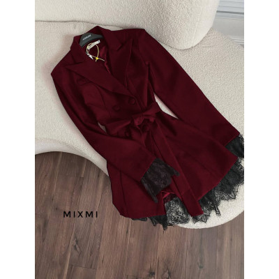 Сукня-піджак LuxeLace «Noir/Bordeaux/Chocolate» 863-9552 — костюмка люкс з мереживом, елегантний жіночий образ