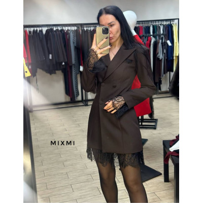Сукня-піджак LuxeLace «Noir/Bordeaux/Chocolate» 863-9552 — костюмка люкс з мереживом, елегантний жіночий образ