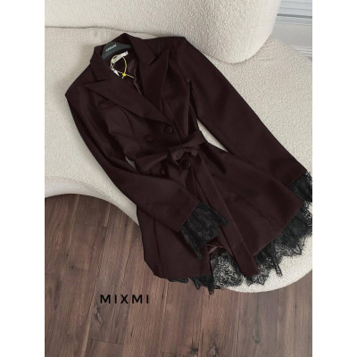 Сукня-піджак LuxeLace «Noir/Bordeaux/Chocolate» 863-9552 — костюмка люкс з мереживом, елегантний жіночий образ