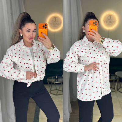 Жіноча сорочка мікровельвет Sky&Milk турецька, блакитно-біла — модель 771-1014