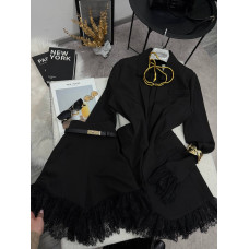 BlackDuo Black Elegance 1532-315 — жіночий костюм піджак і шорти з костюмної тканини, чорний