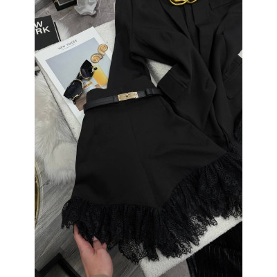 BlackDuo Black Elegance 1532-315 — жіночий чорний костюм піджак і шорти з костюмної тканини