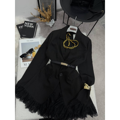 BlackDuo Black Elegance 1532-315 — жіночий чорний костюм піджак і шорти з костюмної тканини