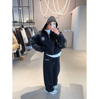 Костюм ZipHoodie Flex 4959-570 чорний/меланж: худі на блискавці з турецької петлі та штани вільного крою