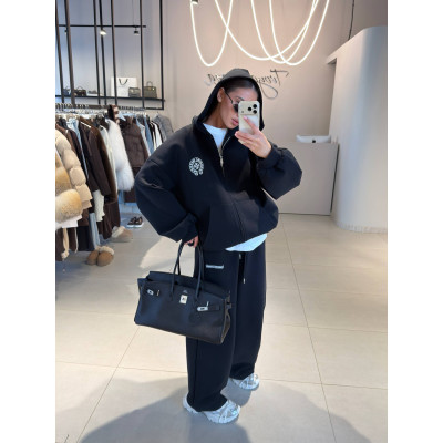 Костюм ZipHoodie Flex 4959-570 чорний/меланж: худі на блискавці з турецької петлі та штани вільного крою