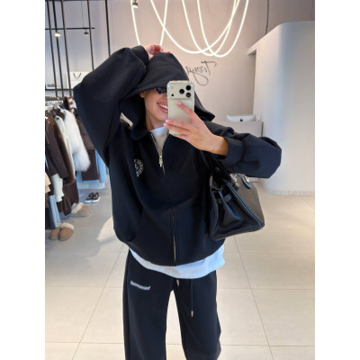 Костюм ZipHoodie Flex 4959-570 чорний/меланж: худі на блискавці з турецької петлі та штани вільного крою