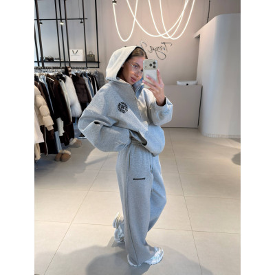 Костюм ZipHoodie Flex 4959-570 чорний/меланж: худі на блискавці з турецької петлі та штани вільного крою