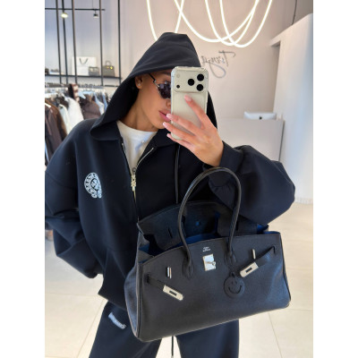 Костюм ZipHoodie Flex 4959-570 чорний/меланж: худі на блискавці з турецької петлі та штани вільного крою